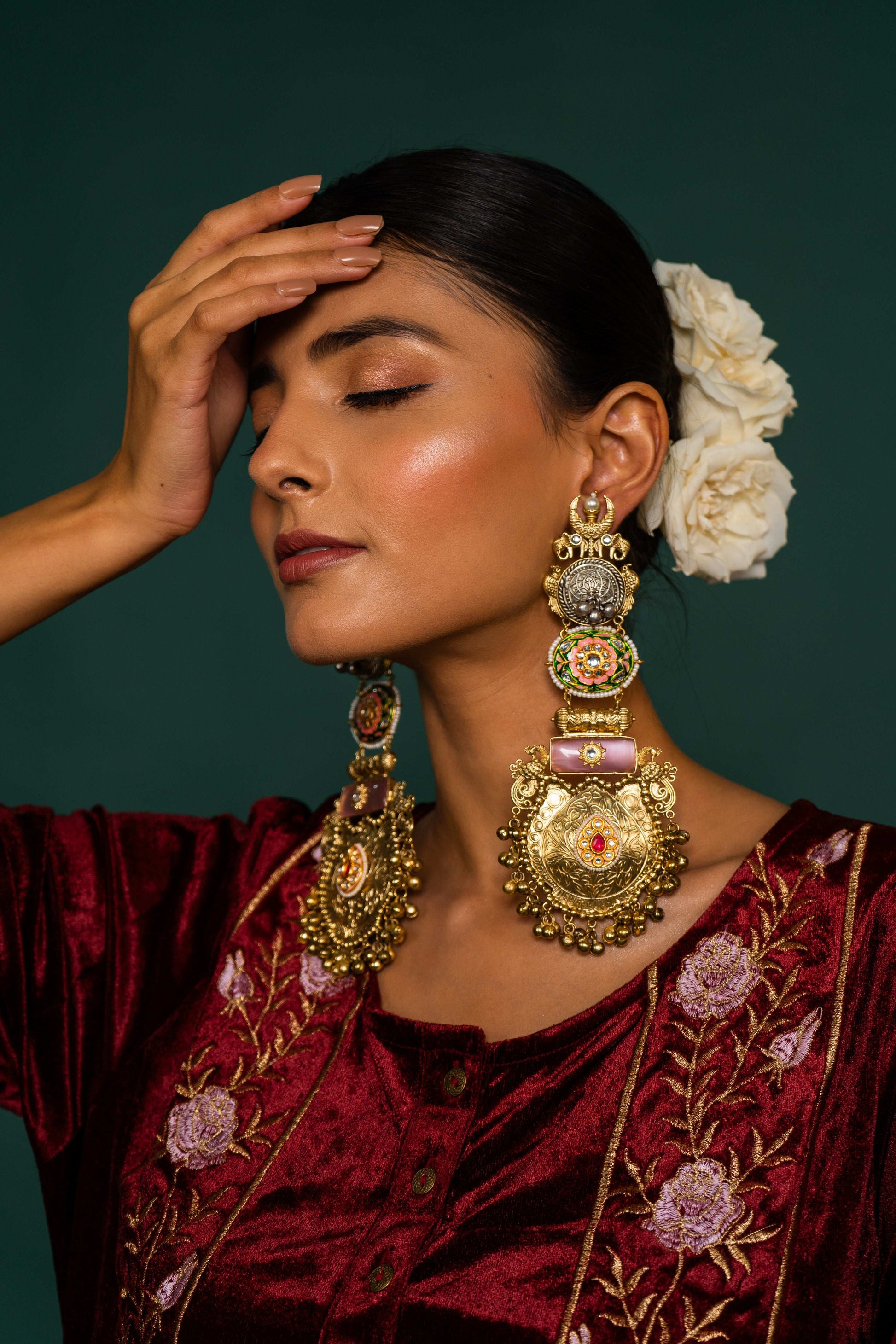 Pritha Elephant Motif Earrings - Pirohee by parul sharma