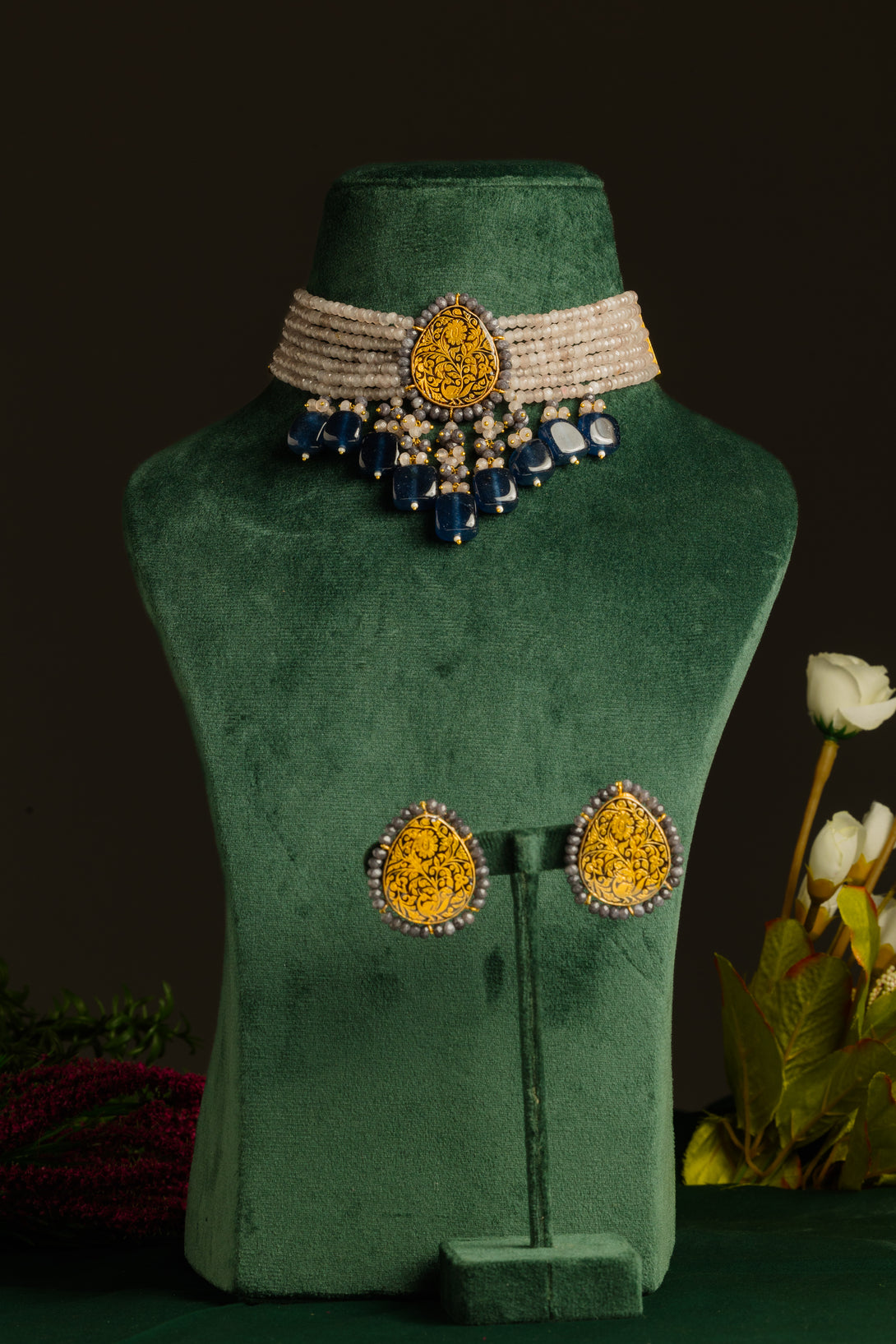 Alluring Moon Grey Choker Set - Pirohee by parul sharma