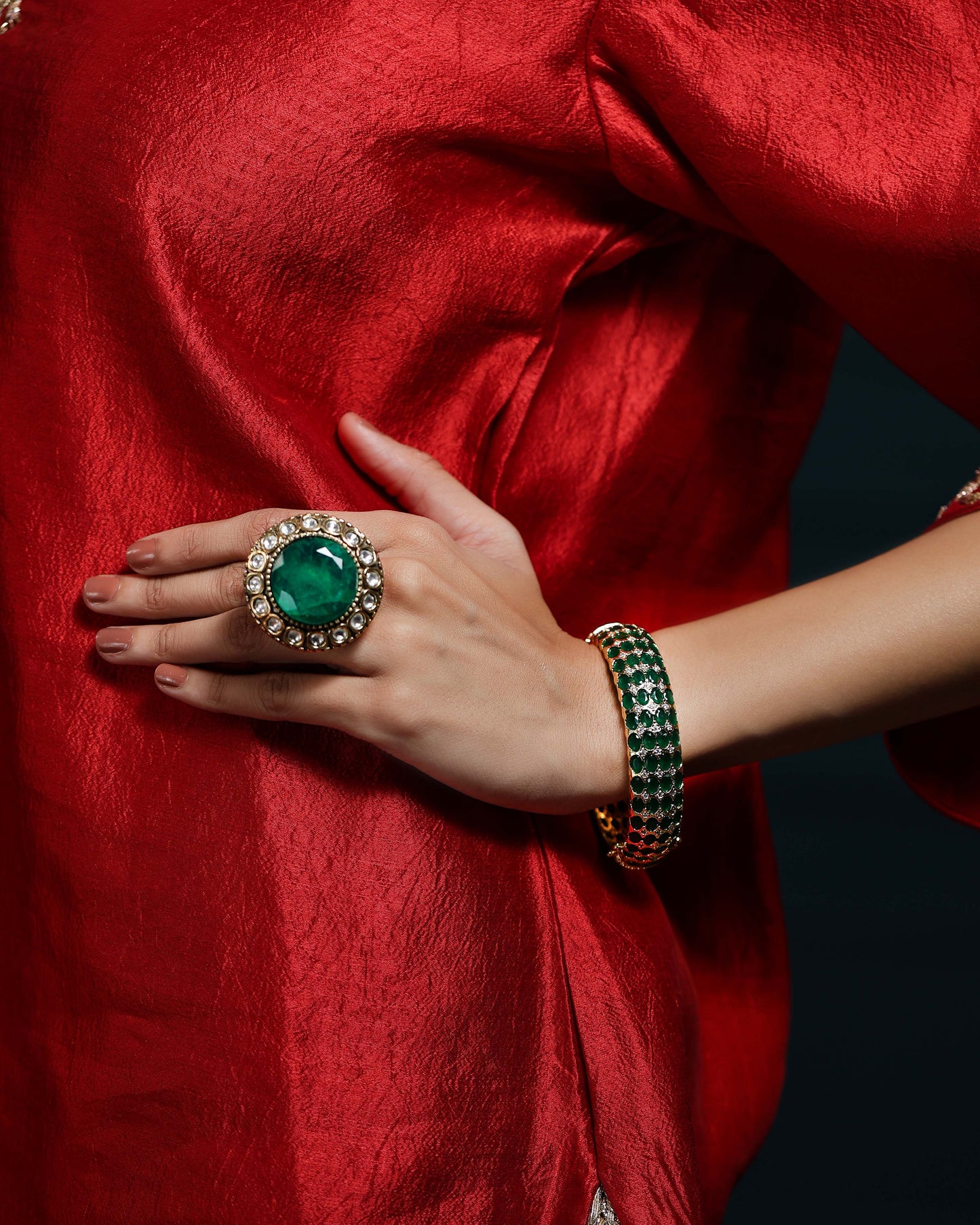 Izra Green Adjustable Ring