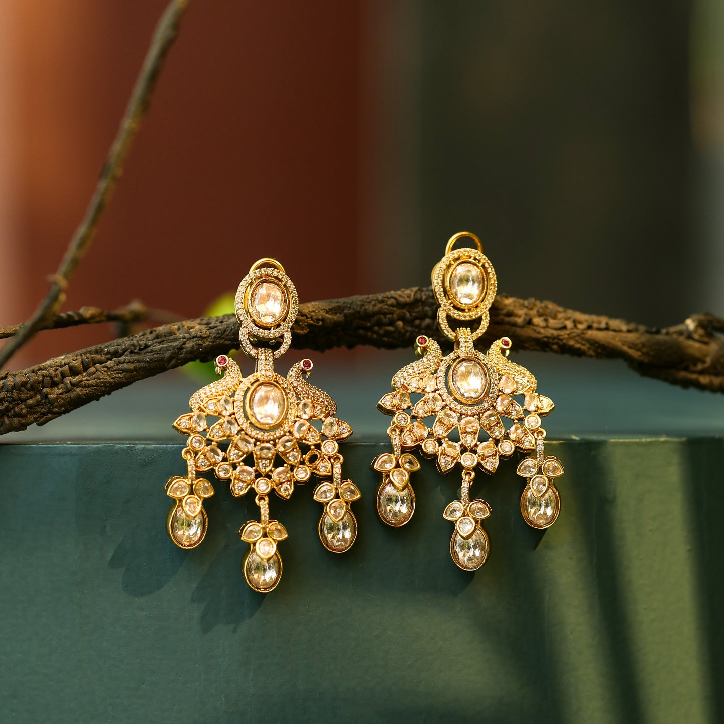 Polki Chand Sitara Earrings