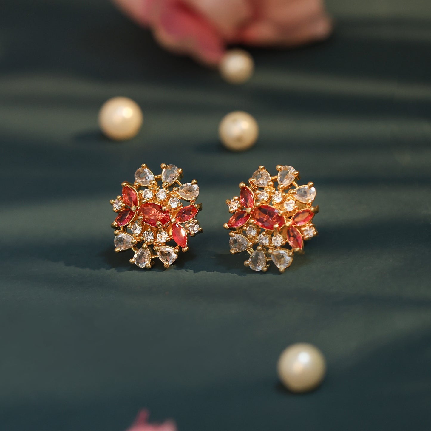 Sophia Pink Stud Earrings