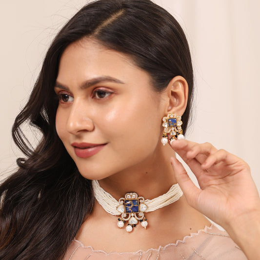 Ravya Blue Choker Necklace Set