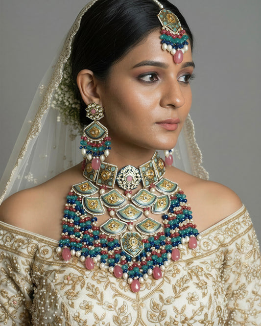 Inaayat Blue Meenakari Bridal Necklace Set