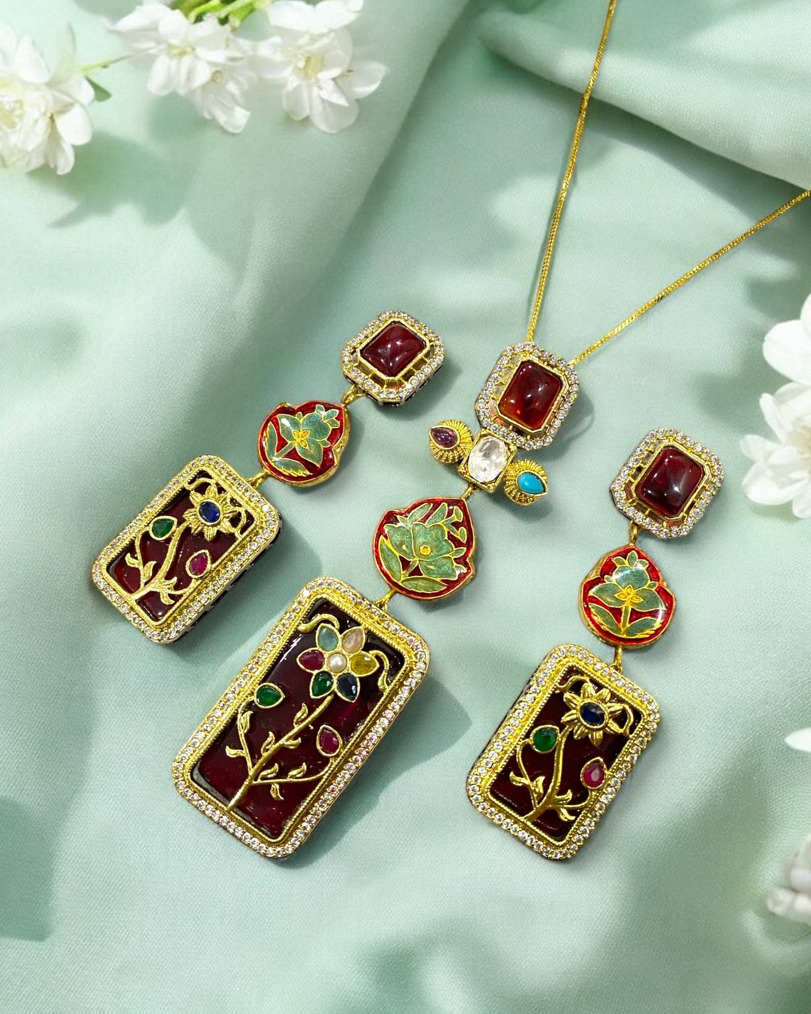 Parisa Maroon Fusion Necklace Set - Pirohee by parul sharma