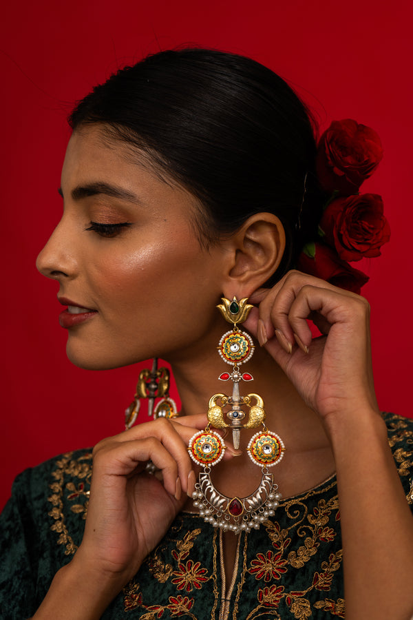 Kavya Peacock Motif Earrings