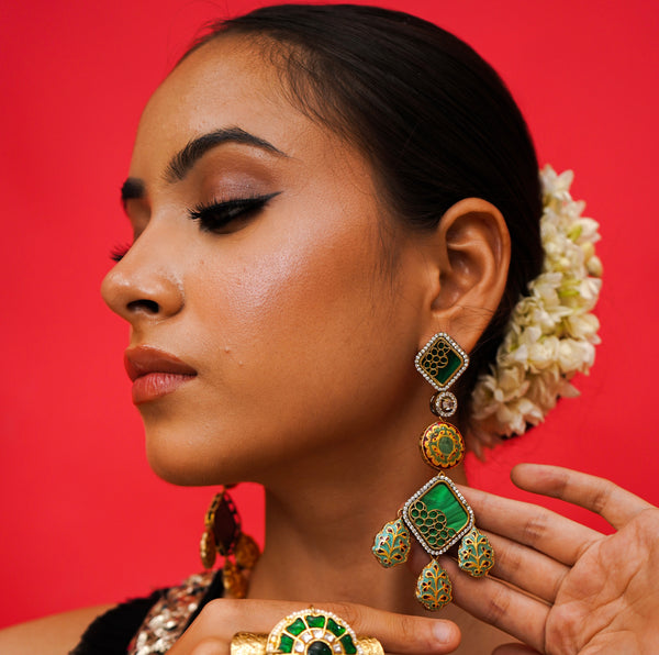 Haniya Green Fusion Earrings