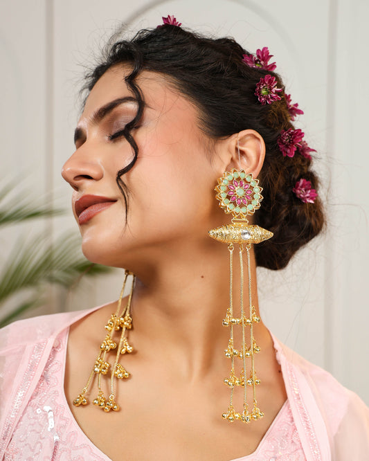 Gulzaar Earrings (Invisible kaan chains included)
