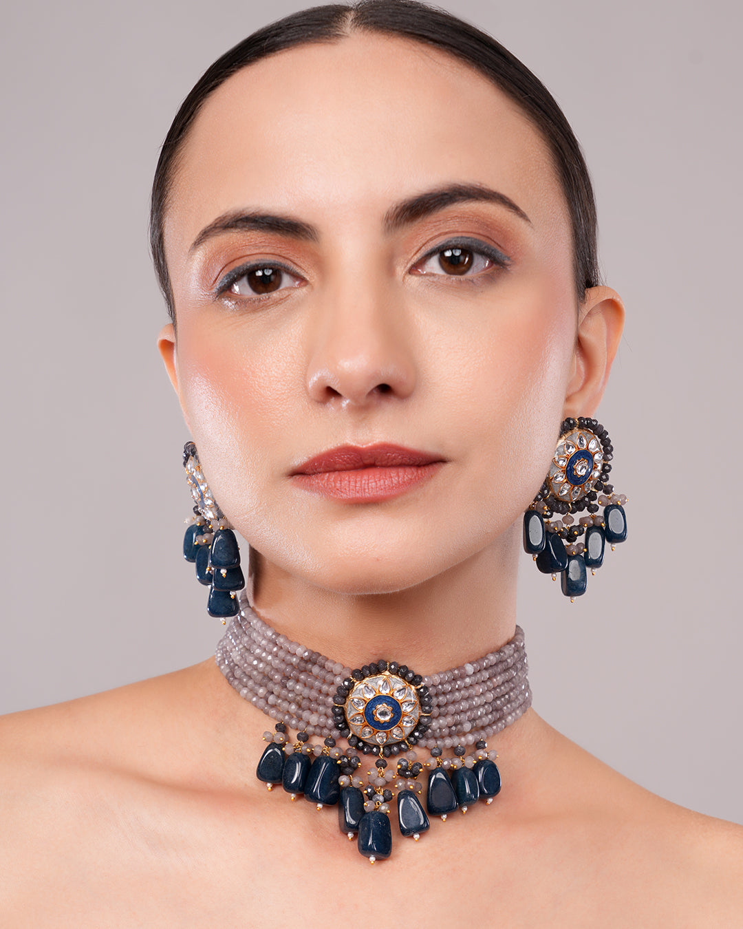 Velvet Moon Grey Choker Set