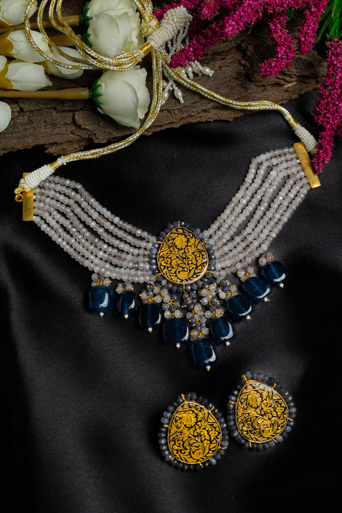 Alluring Moon Grey Choker Set - Pirohee by parul sharma