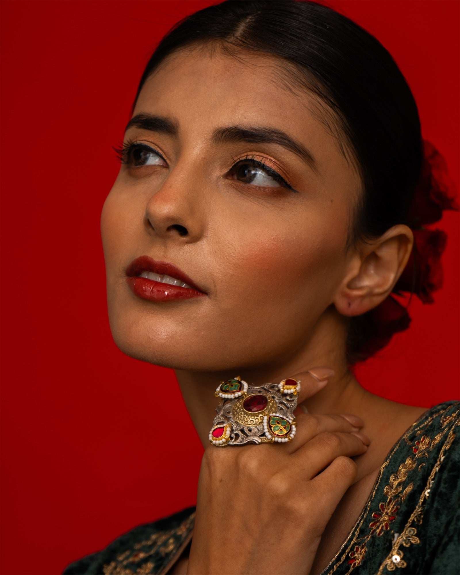 Nayana Multicolour Adjustable Ring - Pirohee by parul sharma