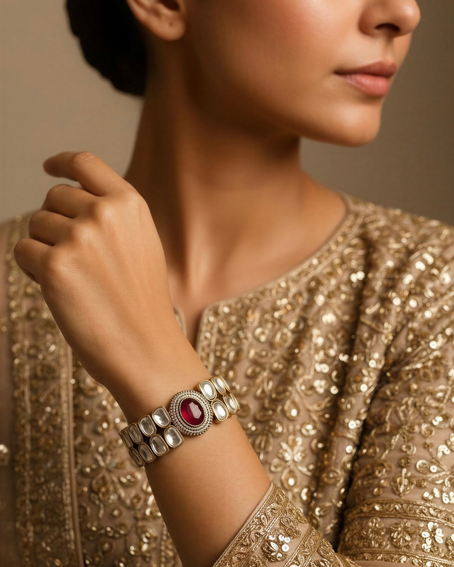 Zahra Ruby Red Polki Bracelet