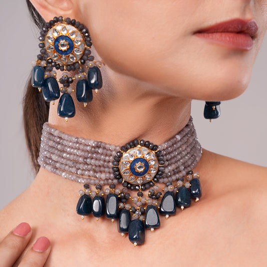 Velvet Moon Grey Choker Set