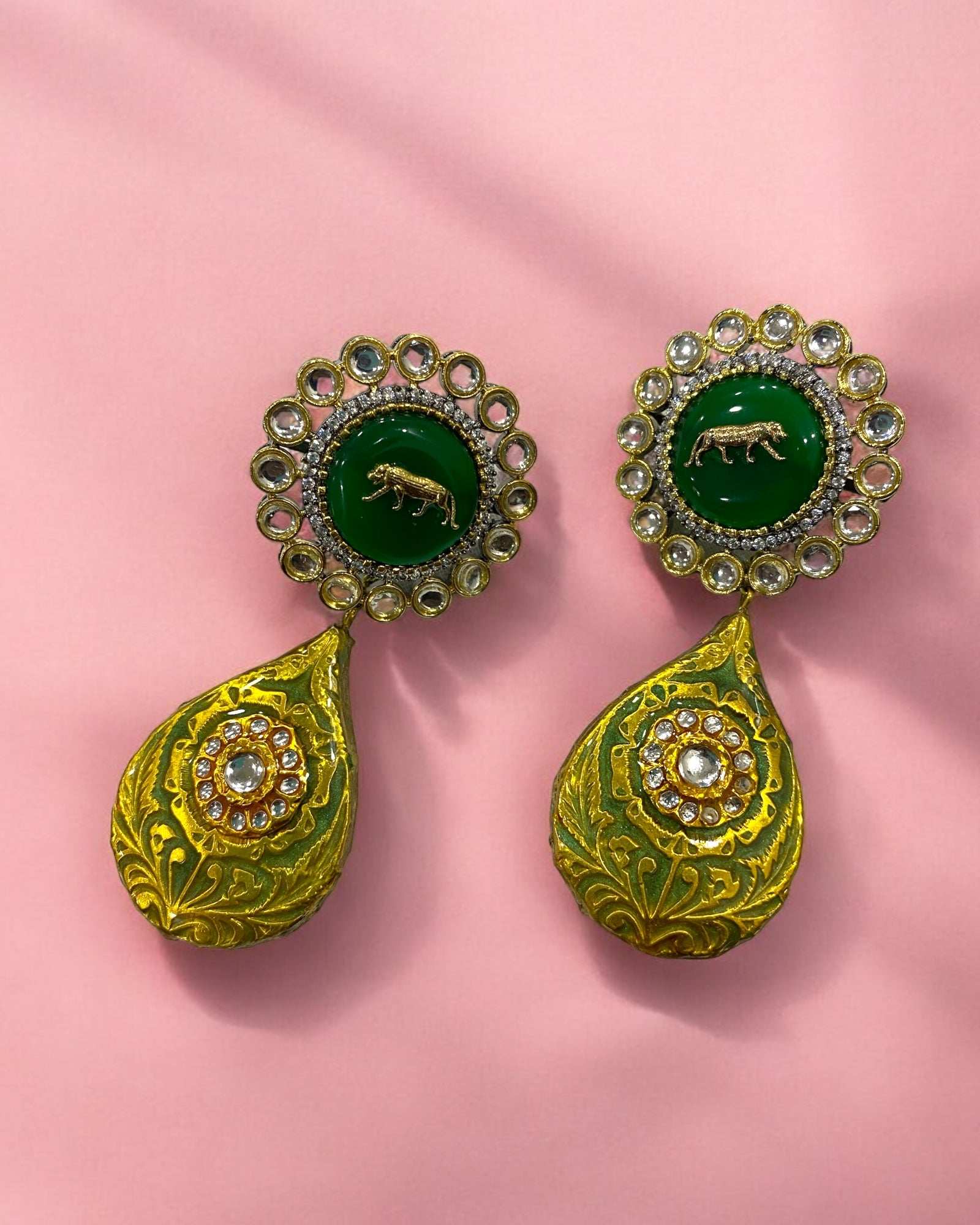 Zeeya Sabyasachi Inspired Green Fusion Earrings - Pirohee by parul sharma