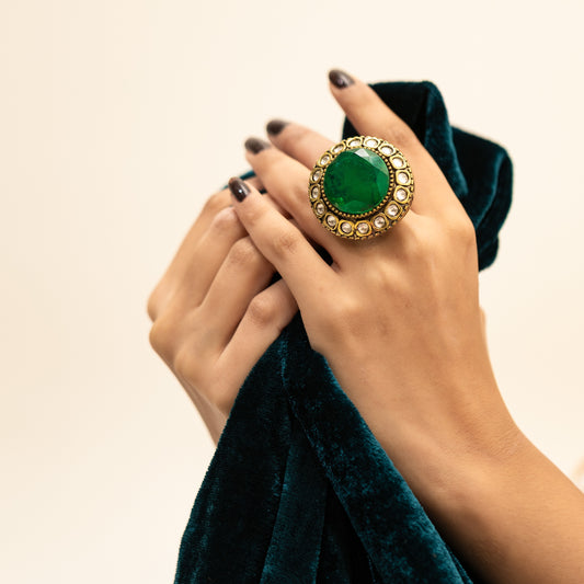 Izra Green Adjustable Ring
