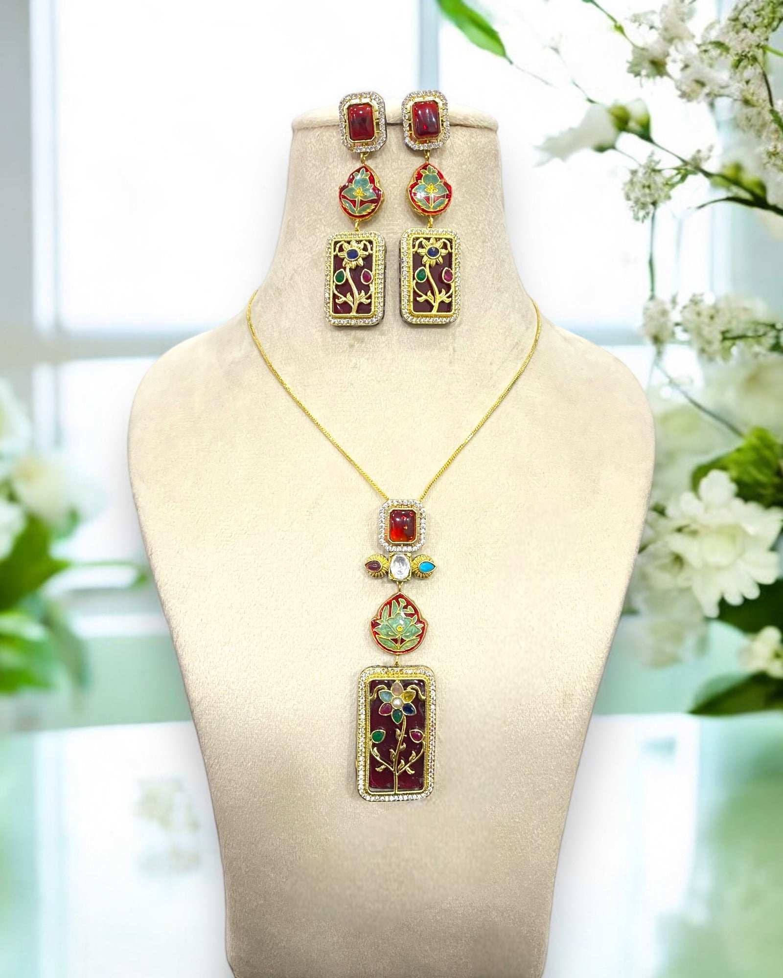 Parisa Maroon Fusion Necklace Set - Pirohee by parul sharma