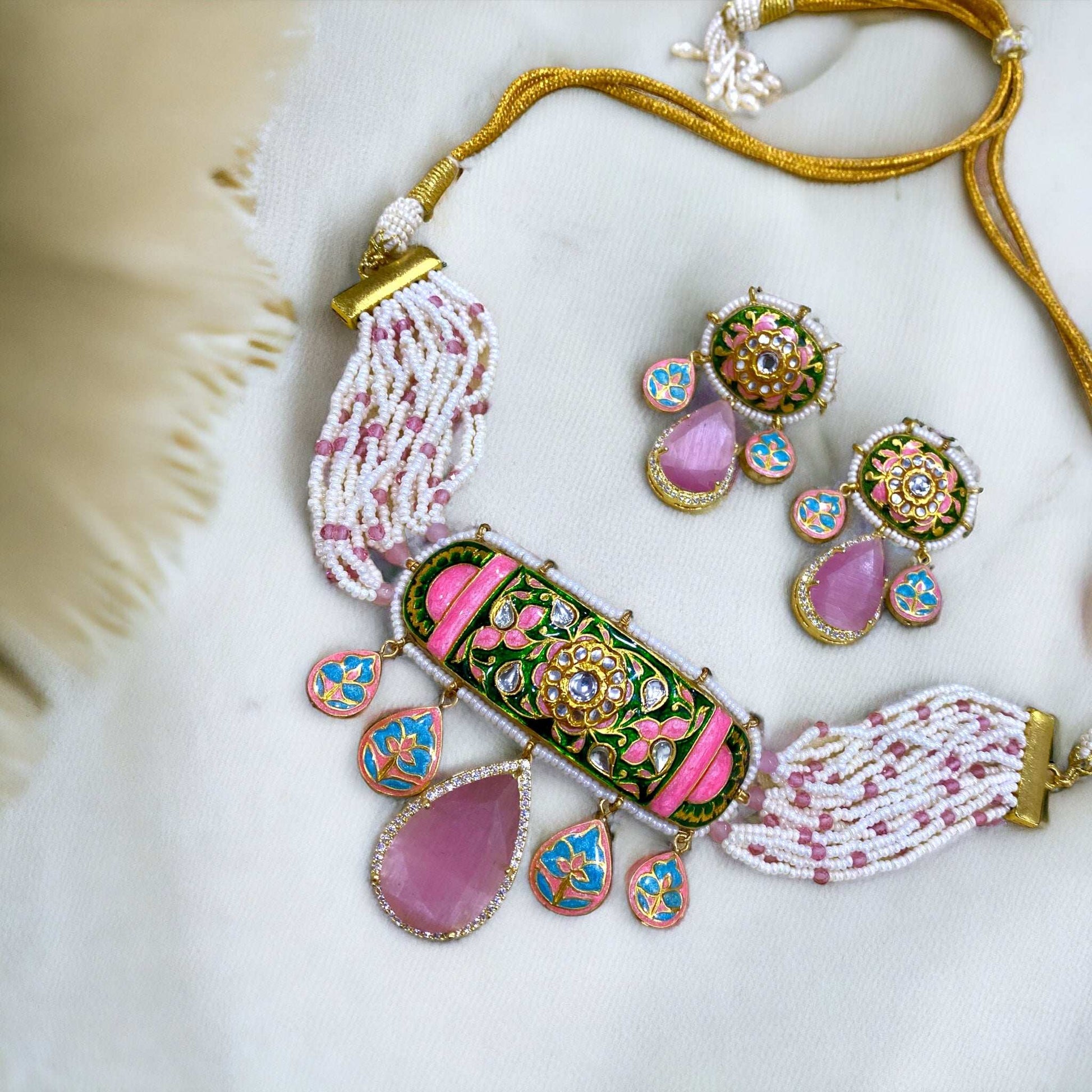 Aria Green Fusion Necklace Set - Pirohee by parul sharma