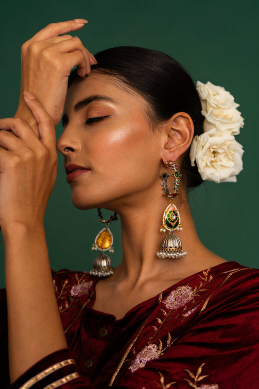 Krithika Jhumka Earrings - Pirohee by parul sharma