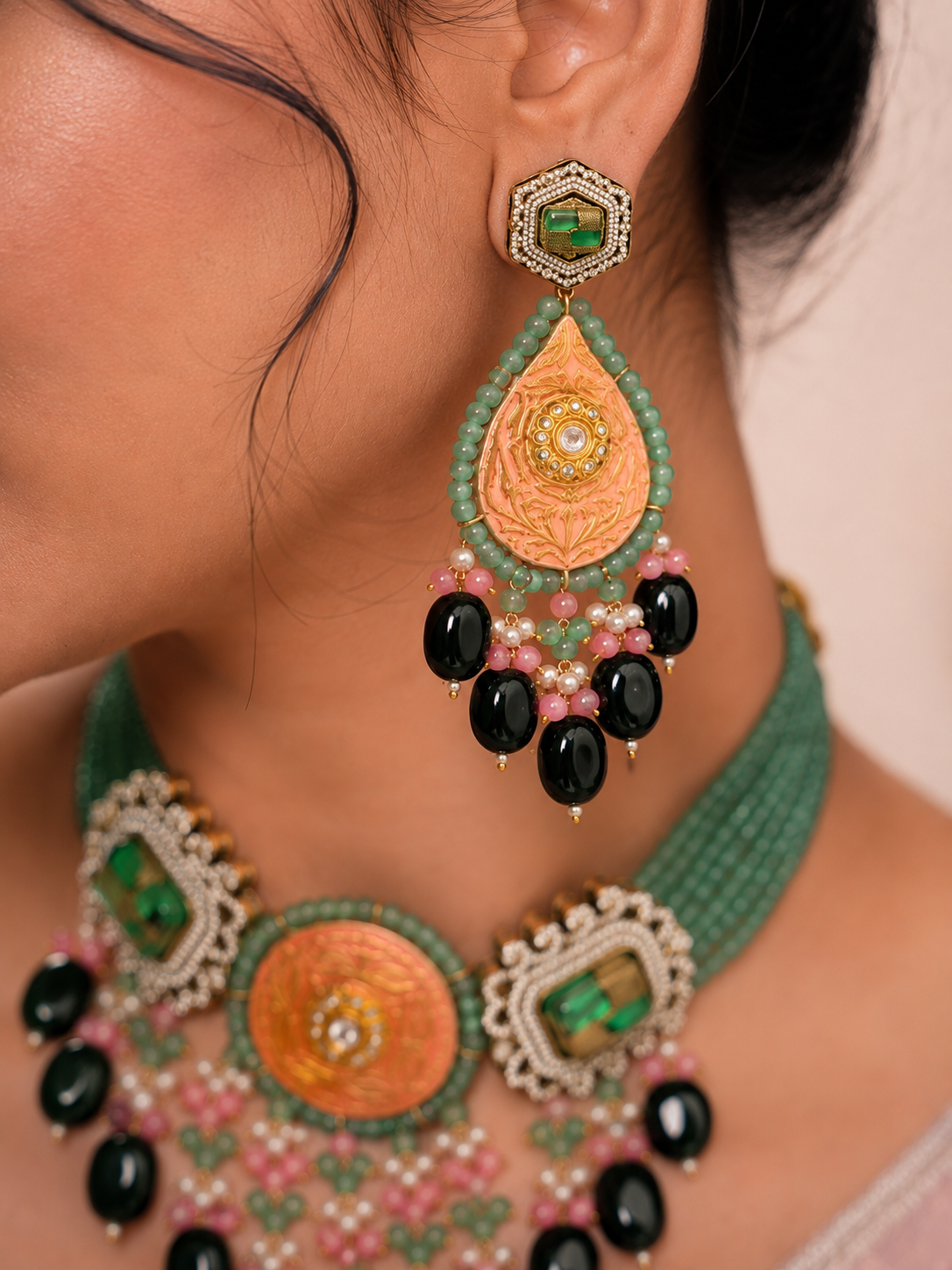 Mira Emerald Jade Necklace Set