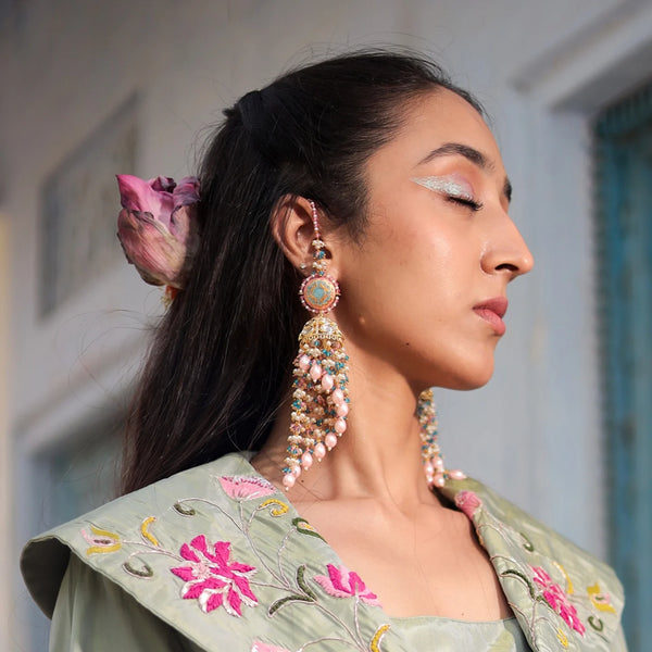 Aayat Pink Polki Jhumkas