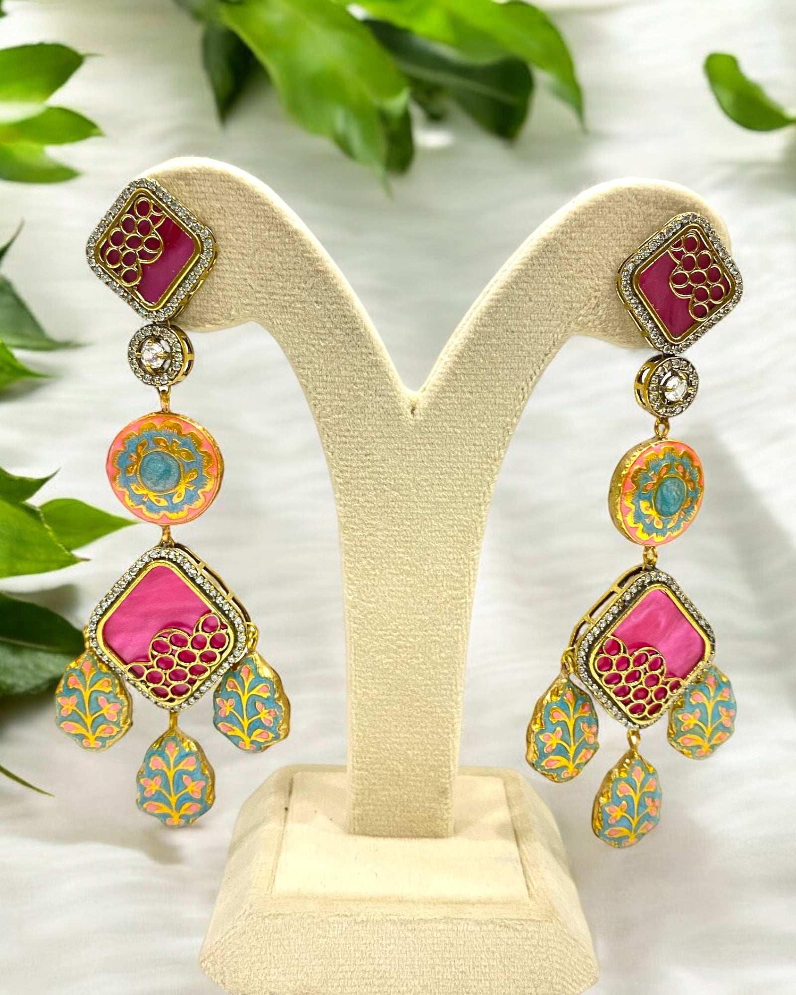 Haniya Pink Fusion Earrings - Pirohee by parul sharma