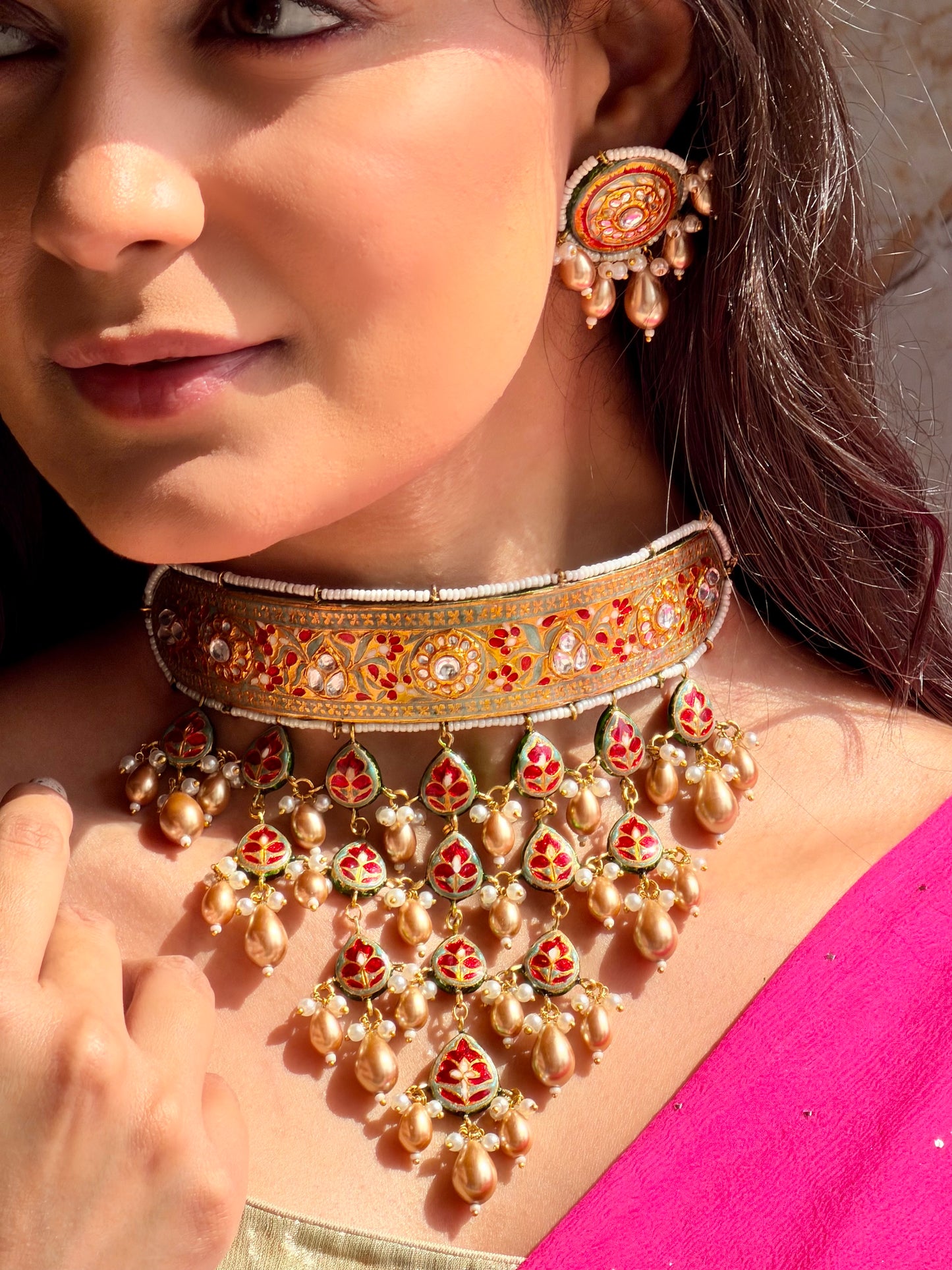 Gulnaar Handcrafted Meenakari Choker Set