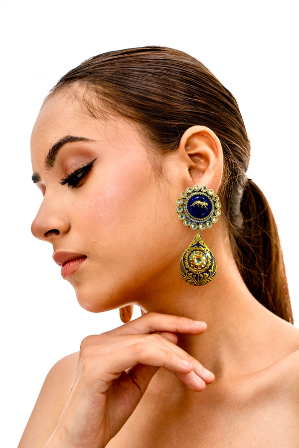 Zeeya Sabyasachi Inspired Blue Fusion Earrings