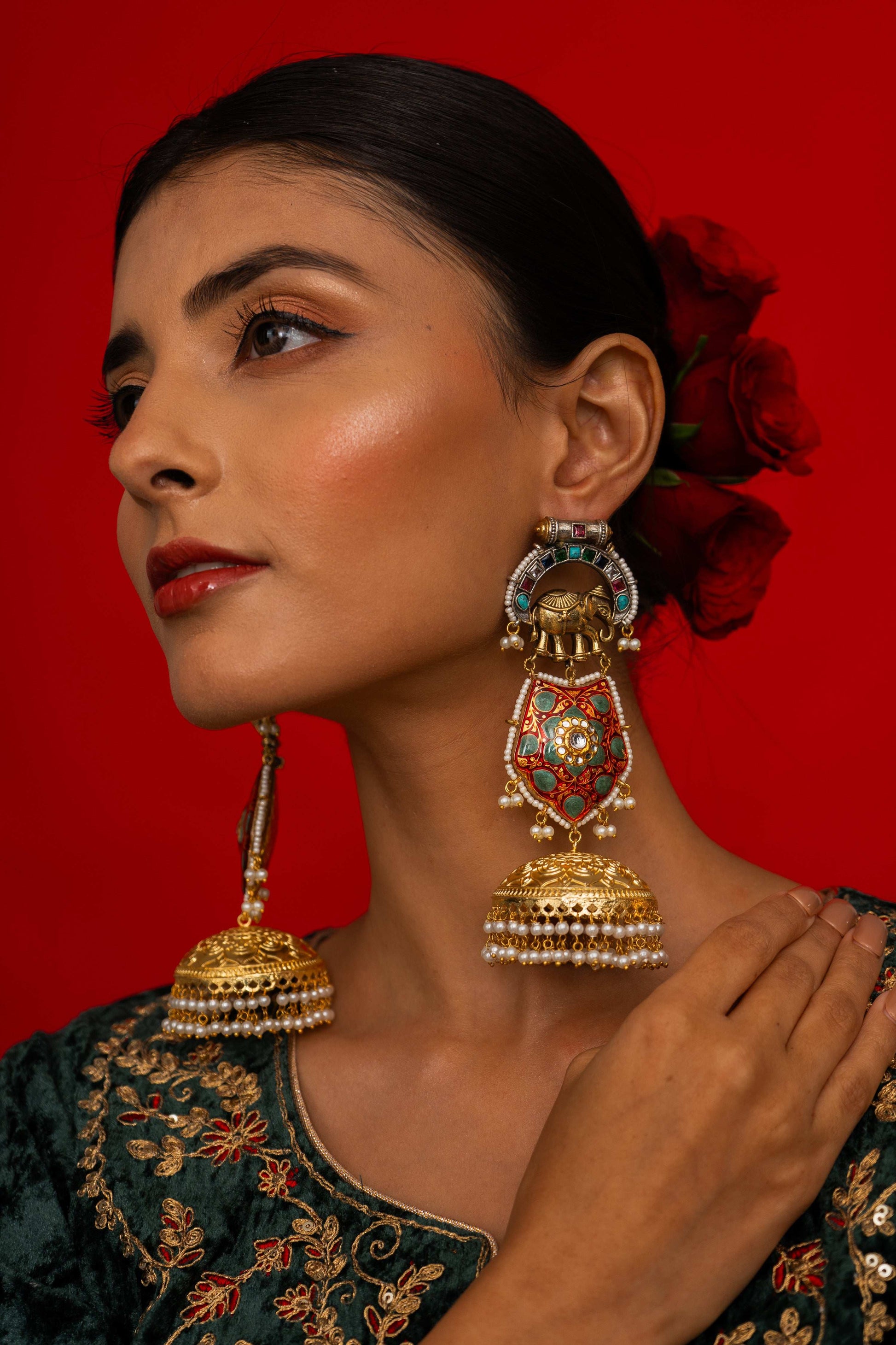 Vritika Elephant Motif Earrings - Pirohee by parul sharma