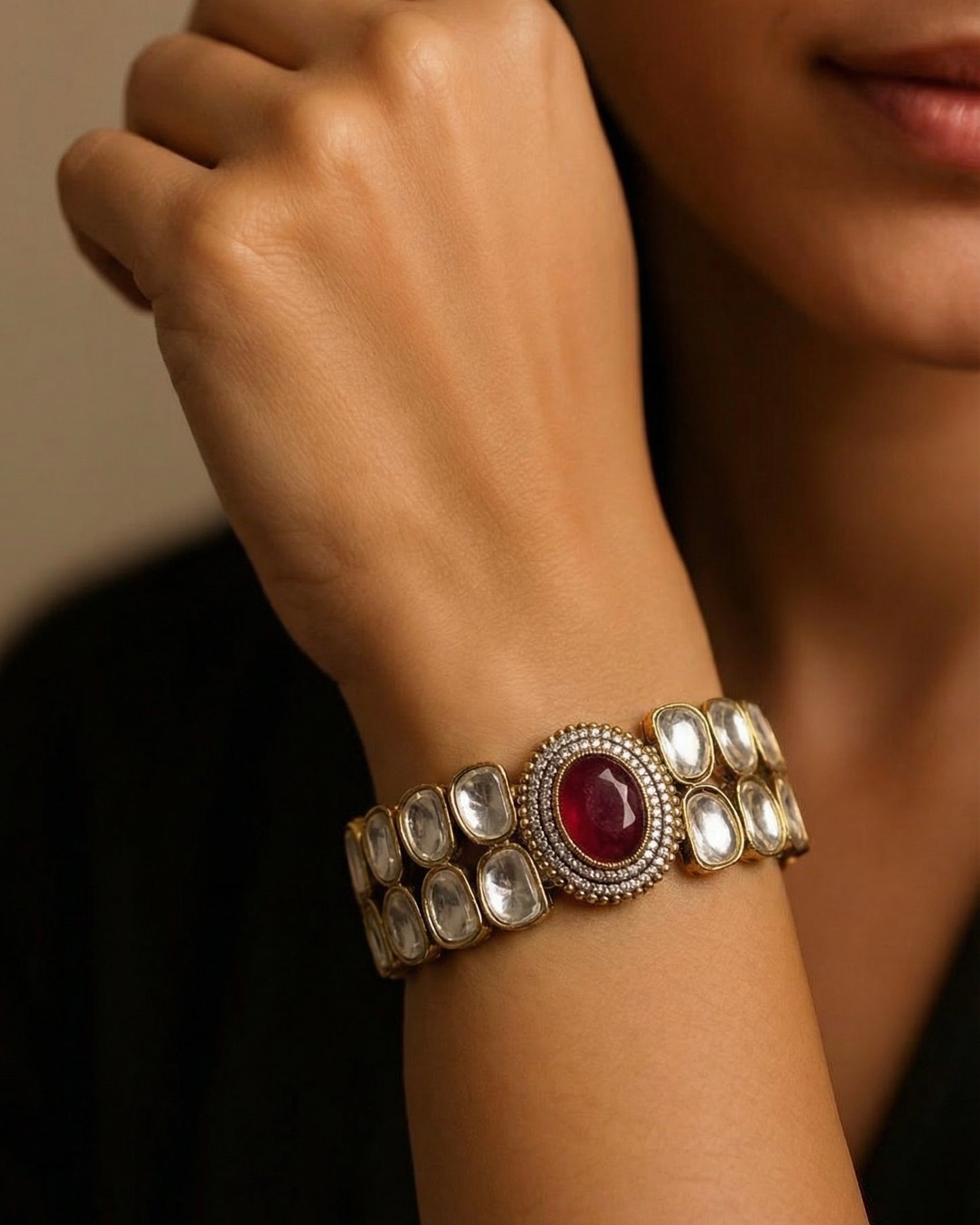 Zahra Ruby Red Polki Bracelet