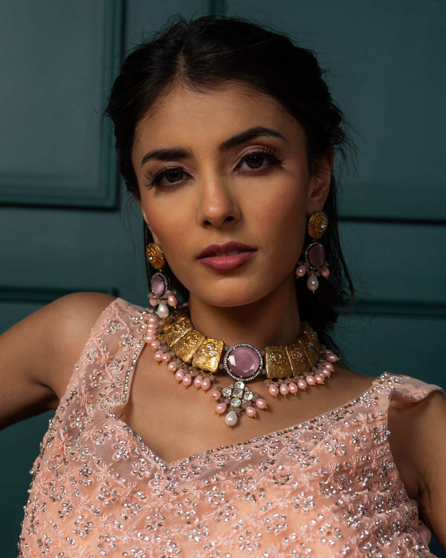 Meher Grey Meenakari
Fusion Necklace Set - Pirohee by parul sharma