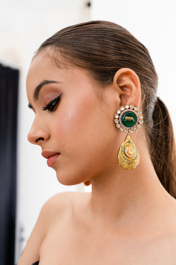 Zeeya Sabyasachi Inspired Green Fusion Earrings