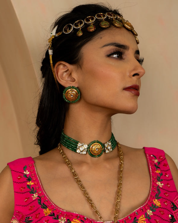 Asma Green Fusion Necklace Set