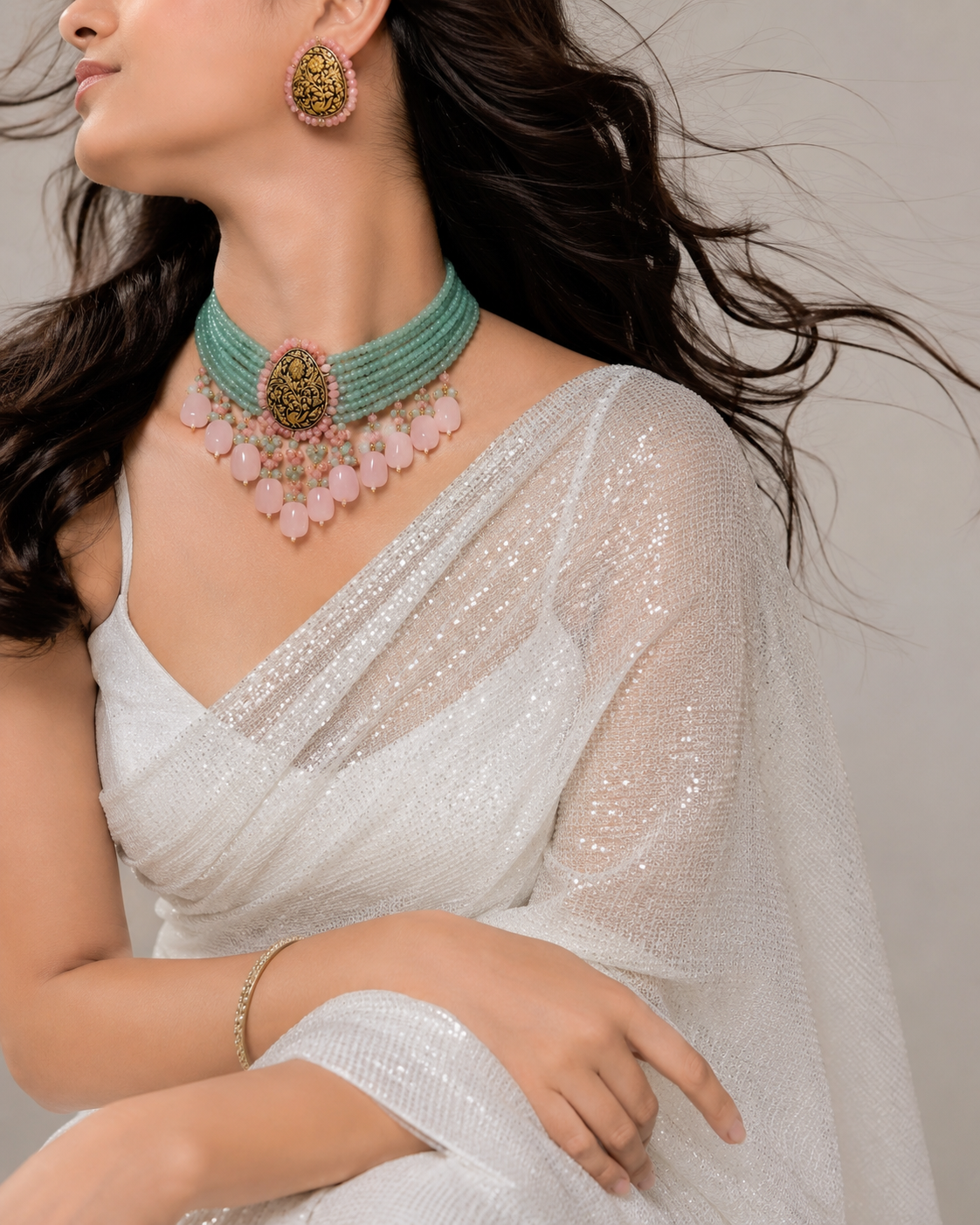 Alluring Moon Pink Choker Set