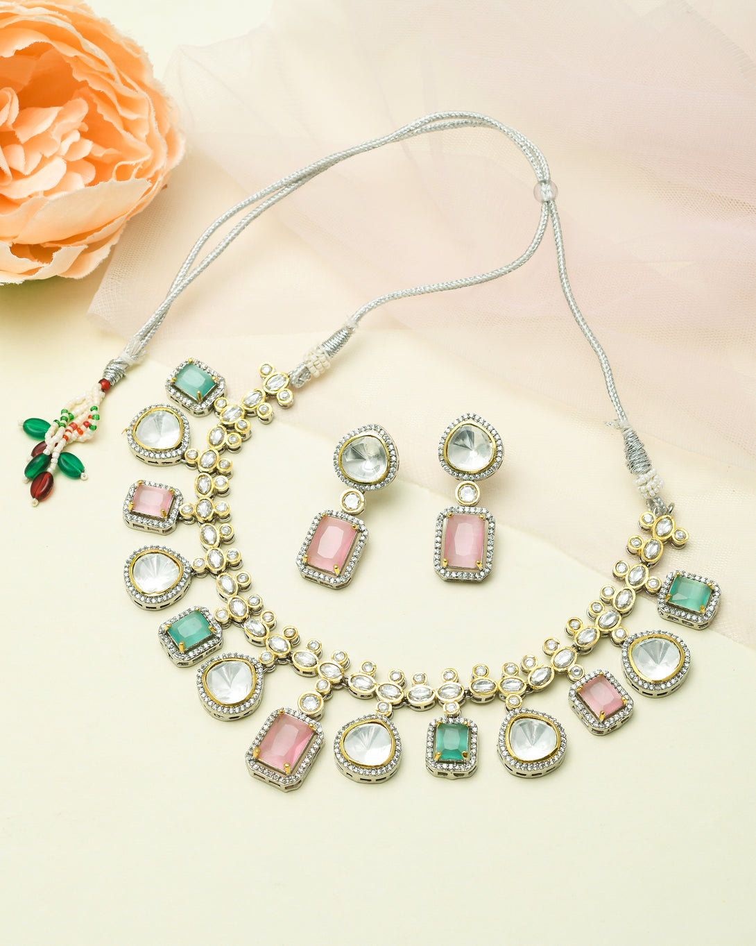 Elite Pastel AD Necklace Set - Pirohee by parul sharma