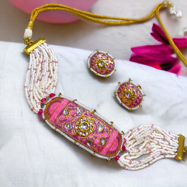 Iqra Pink Meenakari
Choker Set