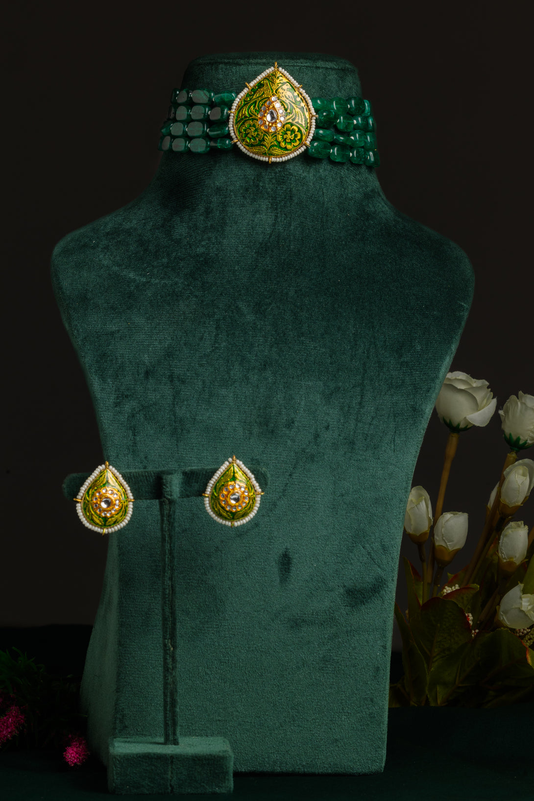 Graceful Emerald Green Choker Set - Pirohee by parul sharma