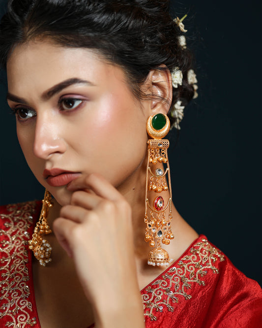 Zaria Green Earrings (Invisible kaan chains included)