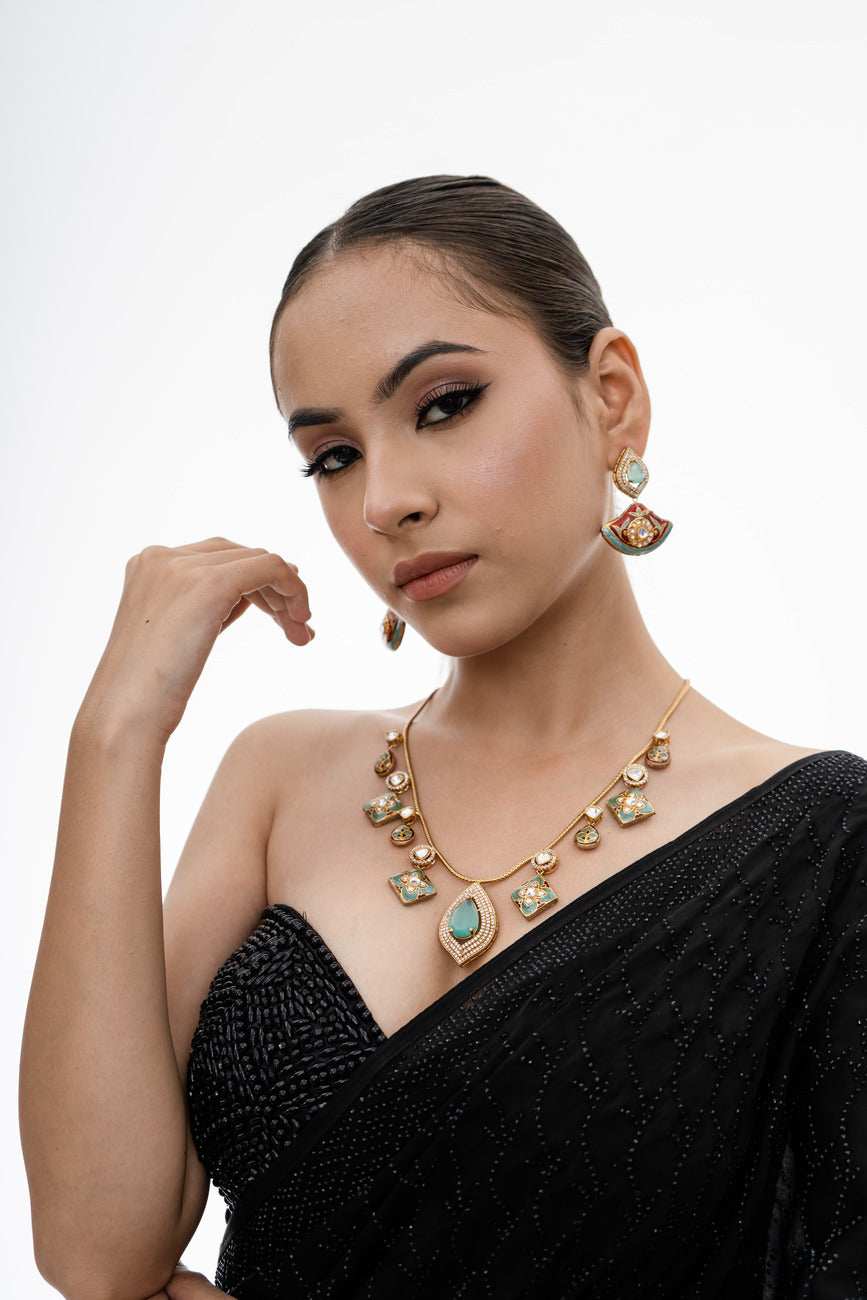 Leilah Fusion Necklace Set - Pirohee by parul sharma