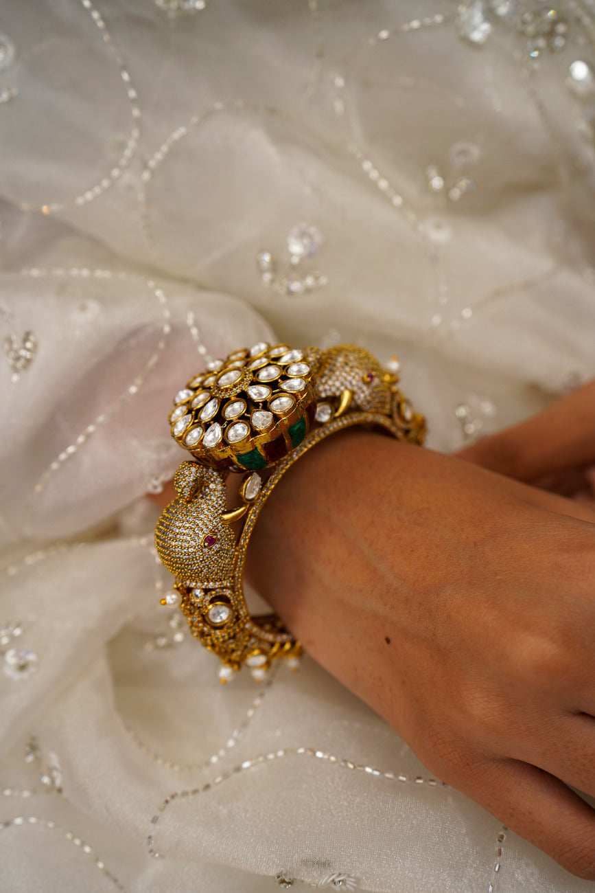 Fariha Multicolour Jadau Bangle / Kada - Pirohee by parul sharma