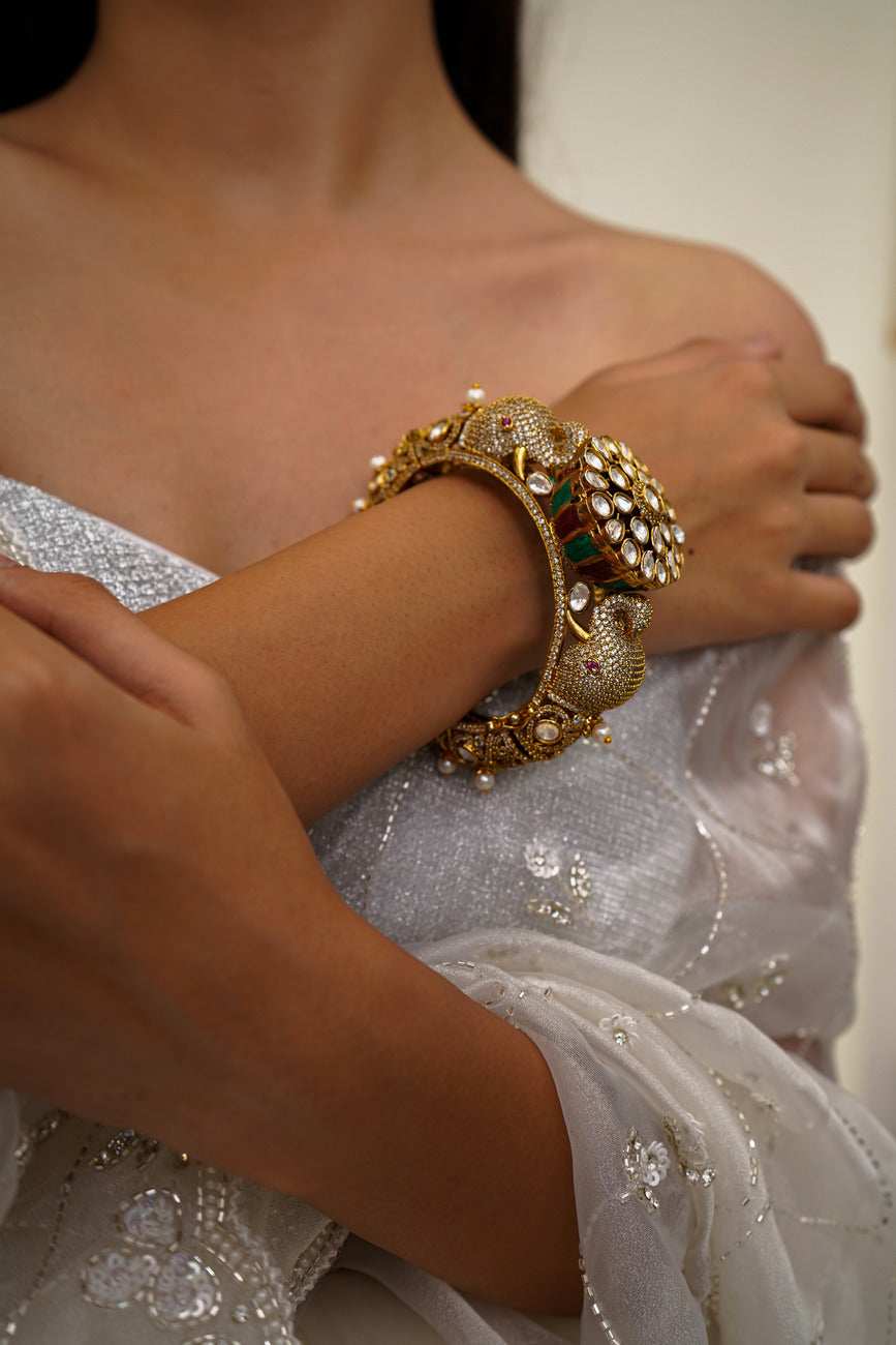 Fariha Multicolour Jadau Bangle / Kada - Pirohee by parul sharma