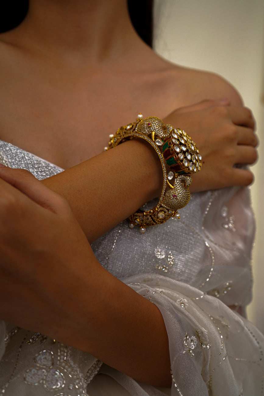 Fariha Multicolour Jadau Bangle / Kada - Pirohee by parul sharma