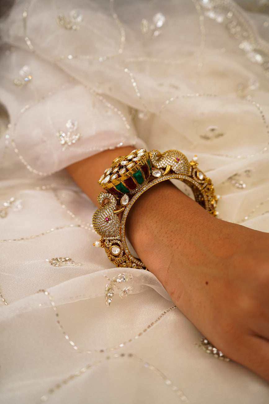 Fariha Multicolour Jadau Bangle / Kada - Pirohee by parul sharma
