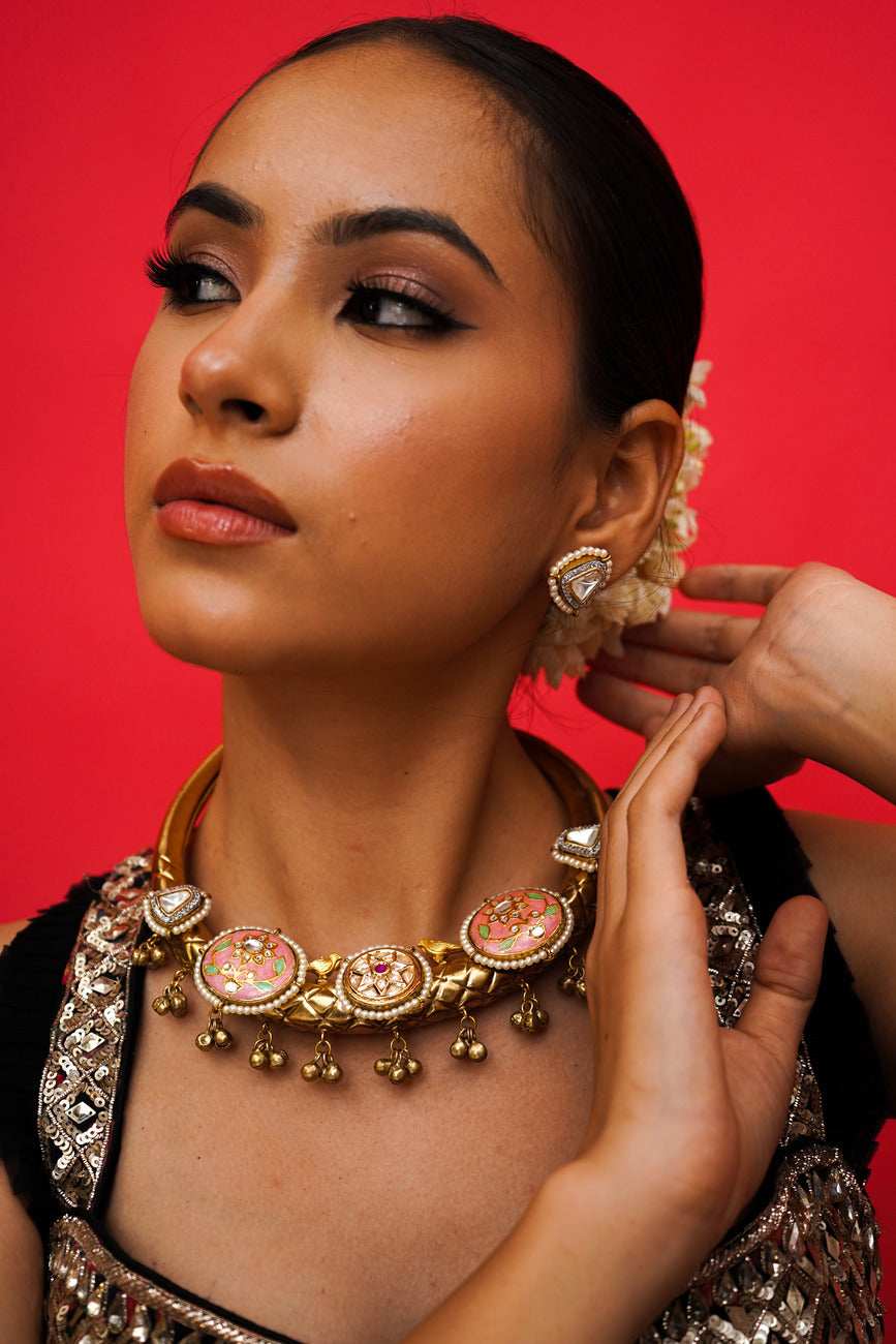 Sajili Meenakari Hasli Set - Pirohee by parul sharma
