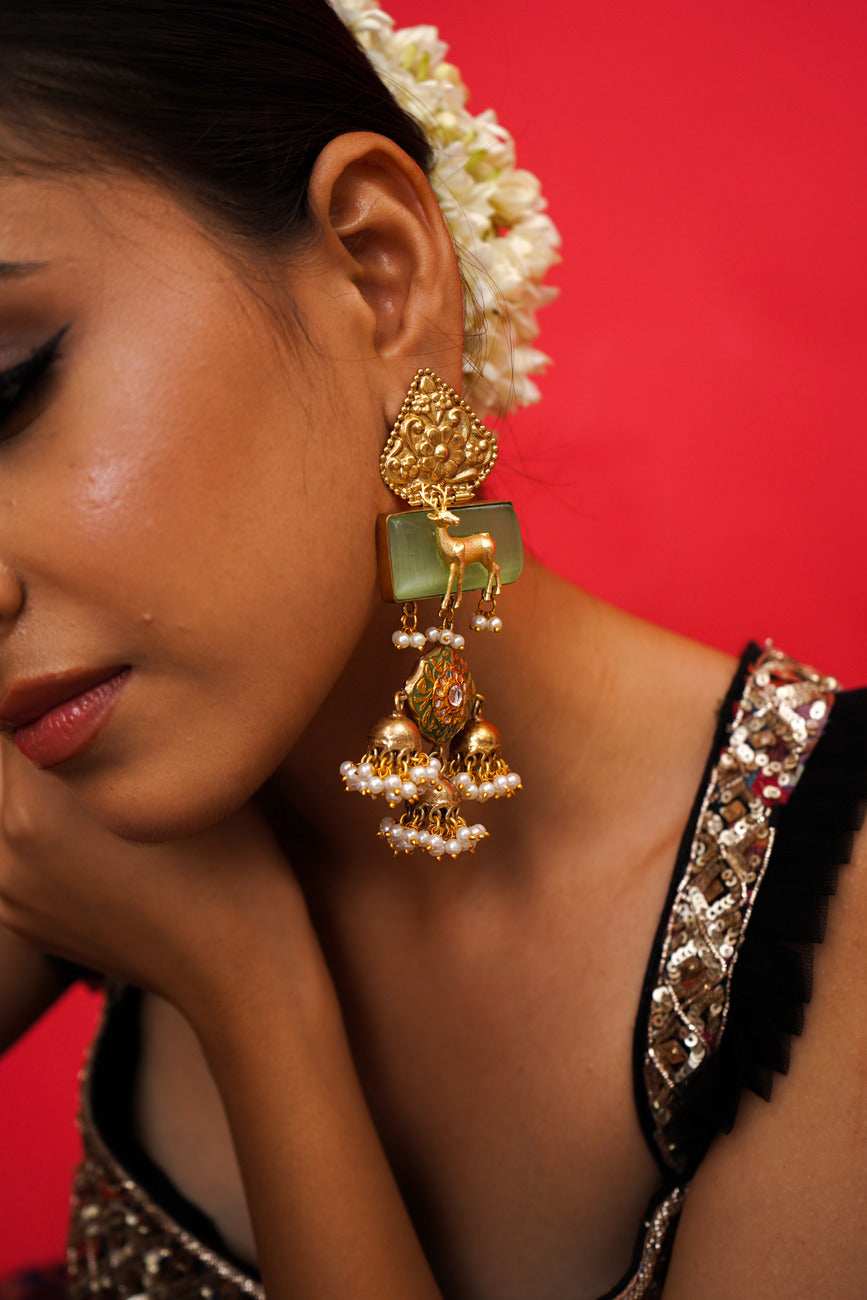 Fiza Mint Fusion Jhumka Earrings - Pirohee by parul sharma