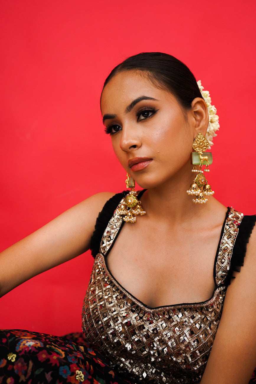 Fiza Mint Fusion Jhumka Earrings - Pirohee by parul sharma