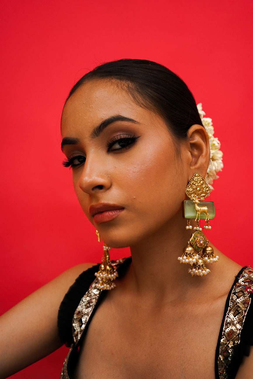 Fiza Mint Fusion Jhumka Earrings - Pirohee by parul sharma