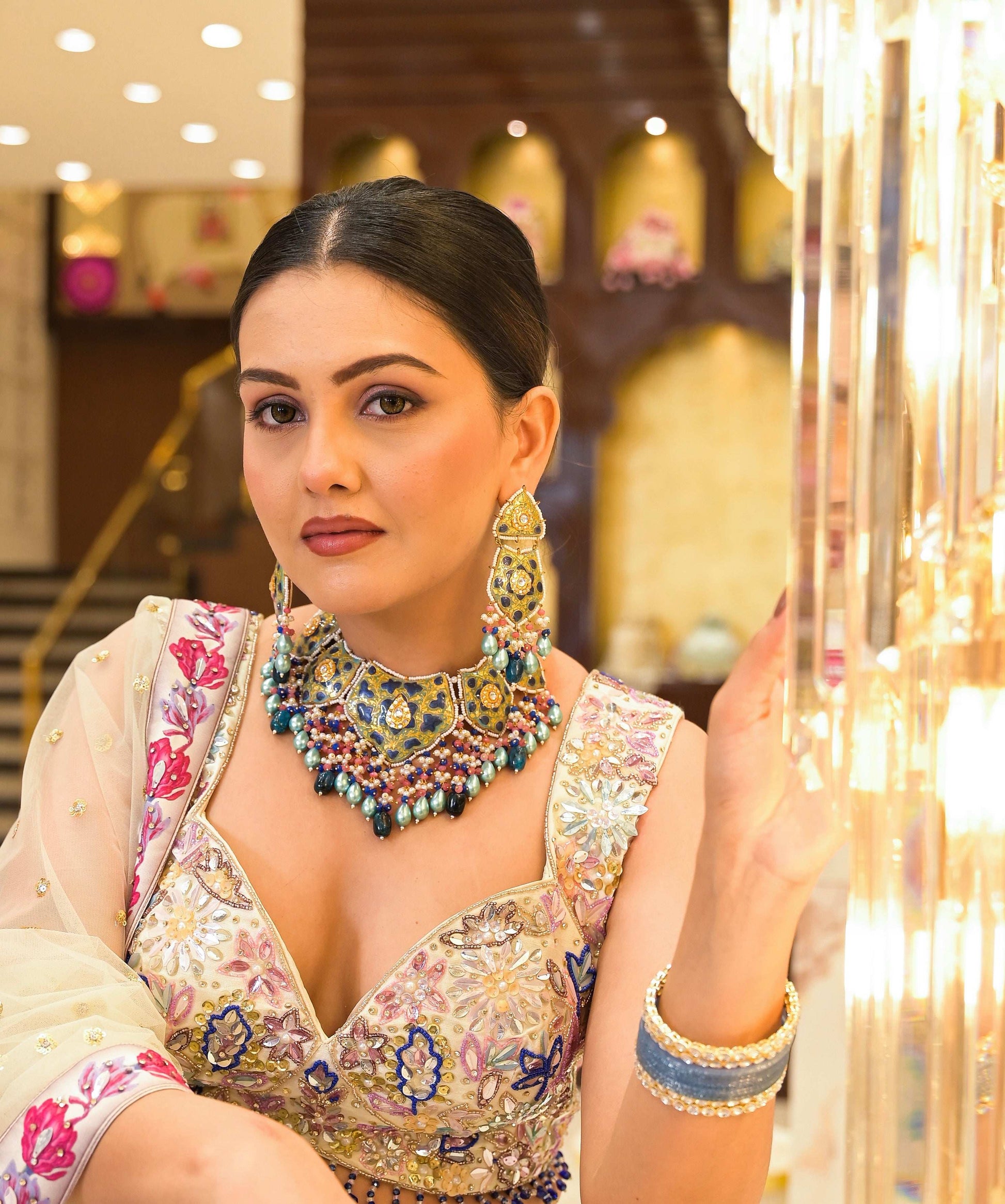 Mahjabeen Royal Blue Bridal Set With Tika - Pirohee by parul sharma