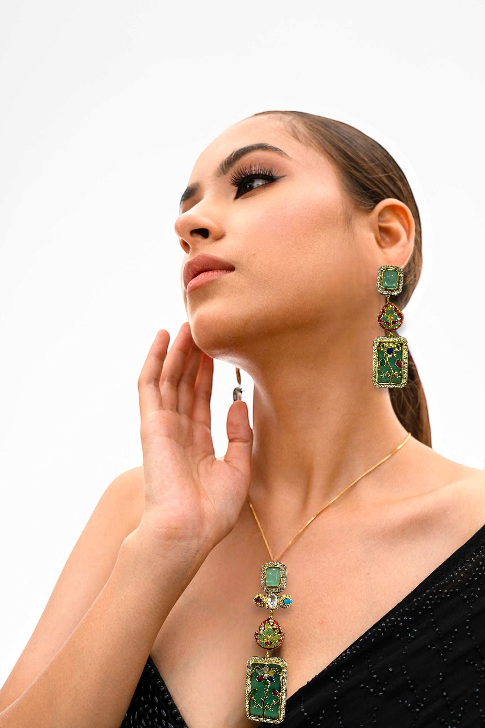 Parisa Aquamarine Fusion Necklace Set - Pirohee by parul sharma