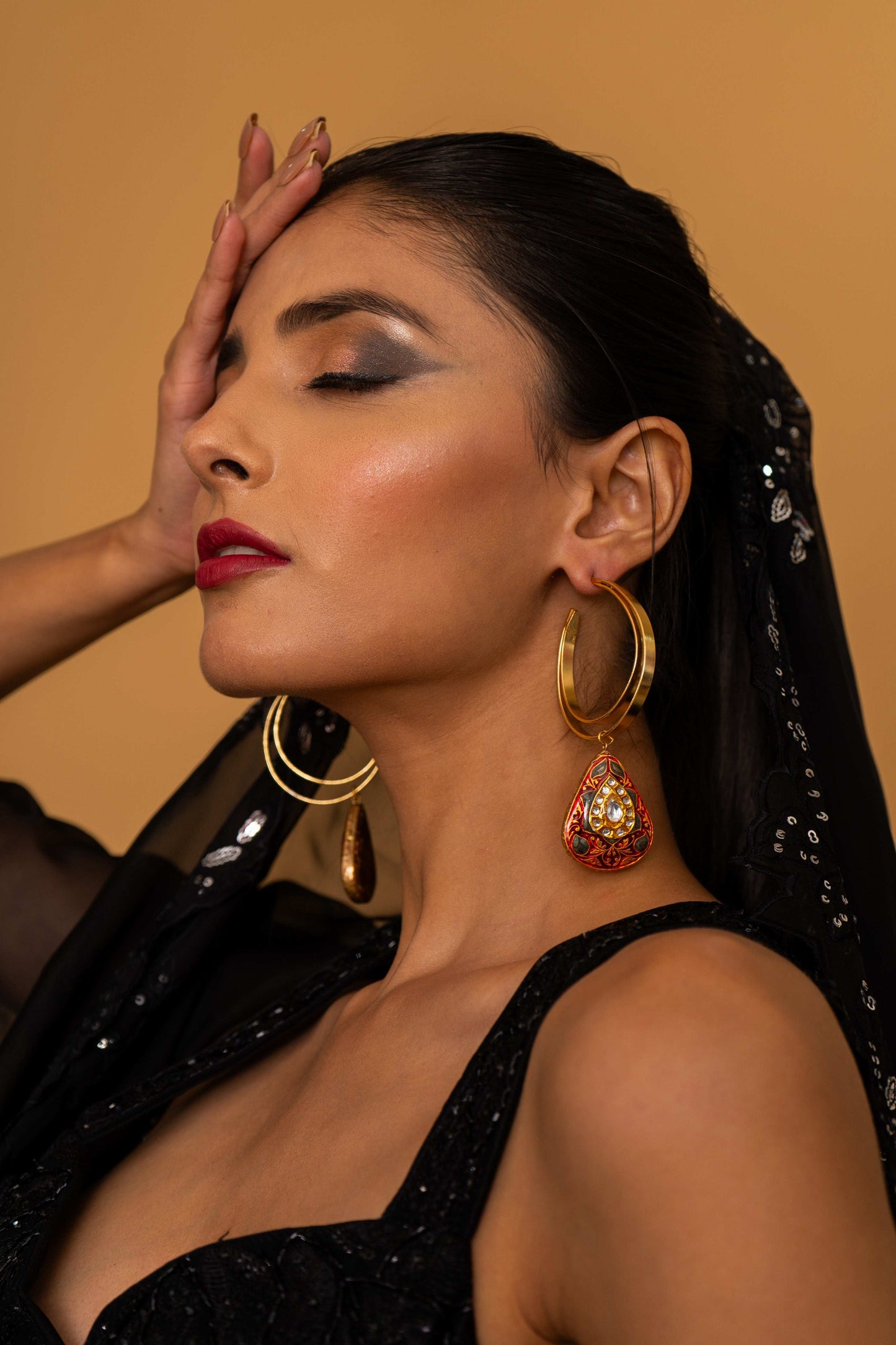 Ayla Red Hoop Earrings - Pirohee by parul sharma