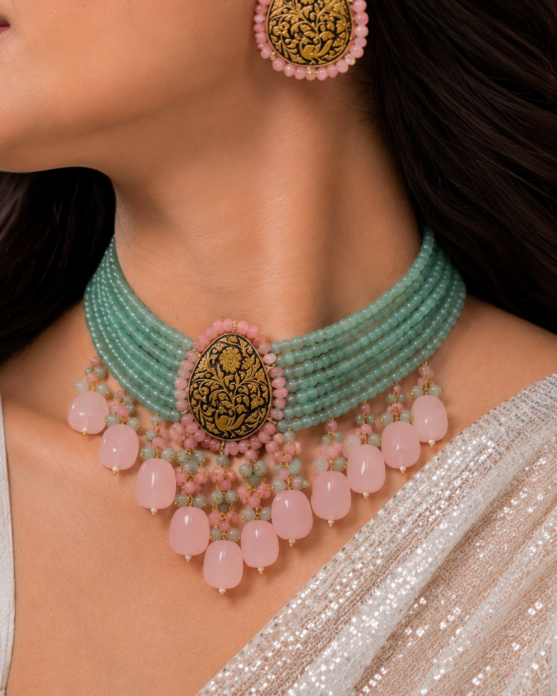 Alluring Moon Pink Choker Set