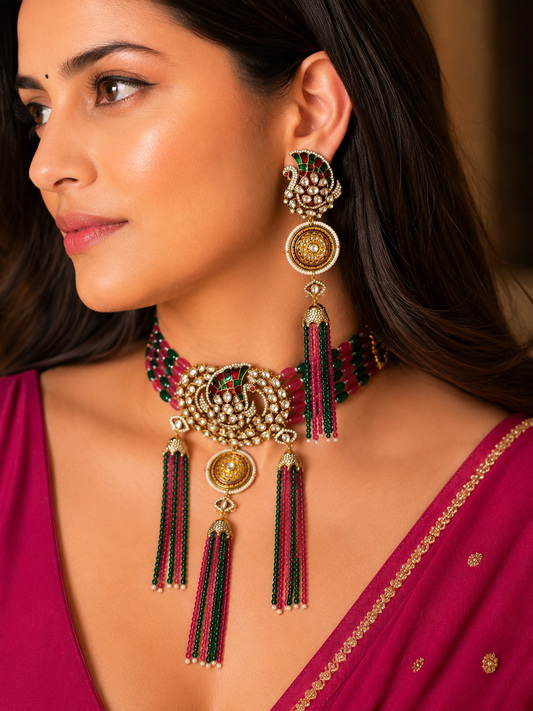 Veda Multicolour Polki Jadau Choker Set
